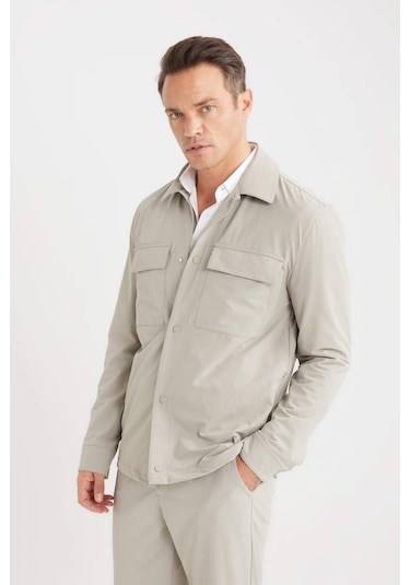DeFacto Regular Fit Polo Yaka Çıtçıt Kapamalı Cepli Teknik Gömlek Ceket B7396AX25SPGR323 DeFacto Regular Fit Polo Yaka Çıtçıt Kapamalı Cepli Teknik Gömlek Ceket B7396AX25SPGR323