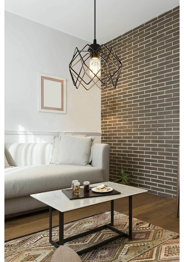 Trend Kitchen Siyah Çok Kare Tekli Sarkıt Avize Siyah