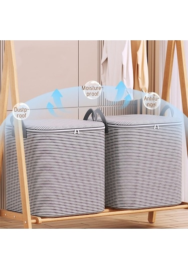 Tongxida Dolapiçi Giyim Çantaları Kapları Düzenleyici, Güçlendirilmiş Saplı Kalın Battaniyeler, Xxl Siyah, Çift Fermuarlı Yata Siyah