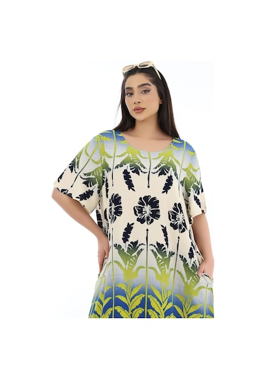 Schık Kadın Viskon Yarım Kol O Yaka Cepli Fırfırlı Elbise Sarı Sarı