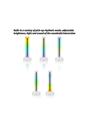Yaozixa Rgb Sesli Işık Stripti, 8 Renk/modlu Parti Ve Oyuncu Masaüstü Atmosfer Lambası, Led Araç Dekorasyonu Işığı Işık Şeridi + Tutucu Beyaz
