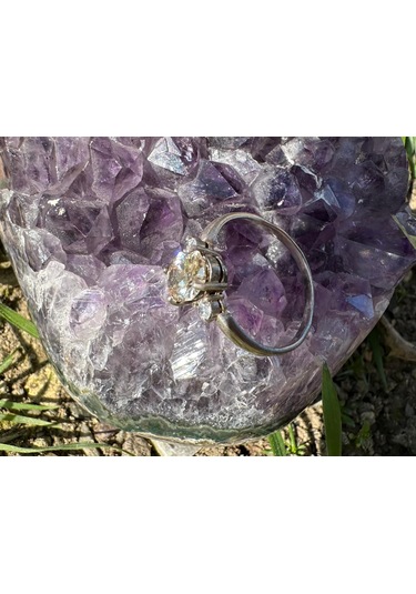 Sitrin Ve Zirkon Taşlı Gümüş Yüzük 925 Ayar