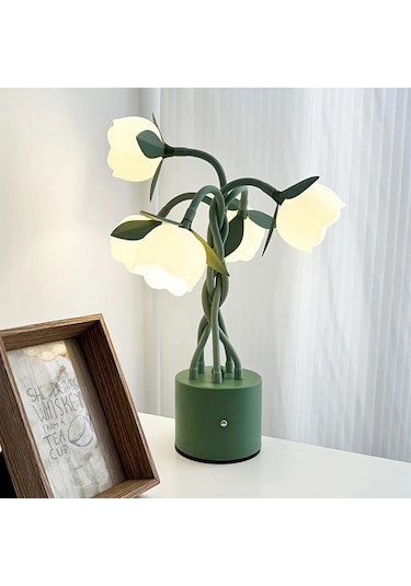 Besthome1 Yeşil Dıy Hortum Şekilli Orkide Masa Lambası Yatak Odası Okuma Aydınlatması Yeşil