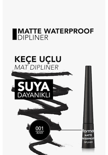 Flormar Matte Waterproof Suya Dayanıklı Mat Dipliner 001 Black
