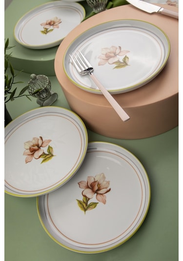 Kütahya Porselen Moderna 6 Kişilik 19 Cm Pasta Takımı Manolya