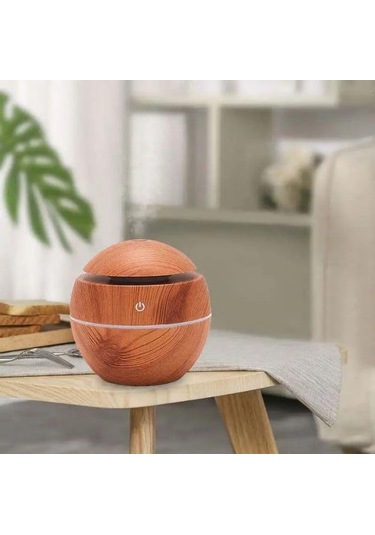 Mufunye Masaüstü Ahşap Desenli Minyatür Ultrasonik Nemlendirici Aromaterapi Dağıtıcı Renkli Led Gece Lambası Usb Girişli