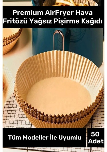 Premium Bpa İçermez Tüm Modeller İle Uyumlu Airfryer Hava Fritözü Yağsız Pişirme Kağıdı 50 Adet