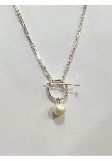 İnci Gümüş Kadın Kolyesi F1807 Beyaz