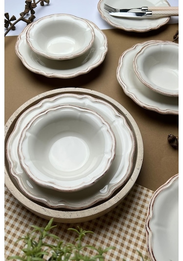 Tabak Evi Stoneware Antik Yemek Takımı 6 Kişilik 24 Parça