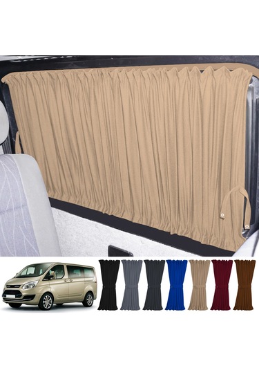 Pandami Ford Custom Uzun Şase 2012+ Uyumlu Krem Raylı Oto Perde Takımı