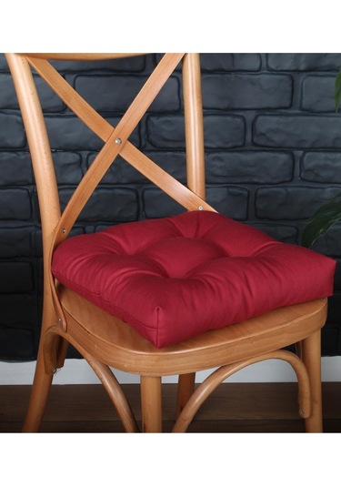 Altınpamuk Altınpamuk 4'Lü Lüx Pofidik Bordo Sandalye Minderi Özel Dikişli B