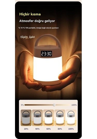 Pazly Zaman Şarjlı Çok Fonksiyonlu Yaratıcı Gece Lambası Beyaz Model Beyaz