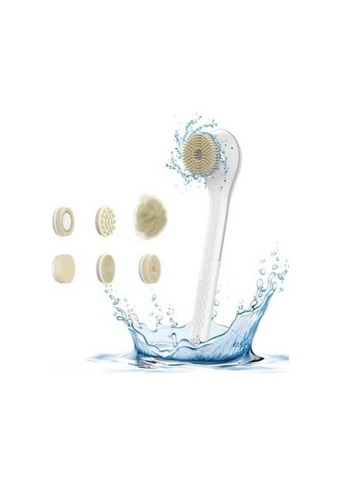 Ulzyvf Şarj Edilebilir 6 Başlıklı Vücut Fırçası - 3 Hızlı, Su Geçirmez Derin Temizlik Beyaz Beyaz