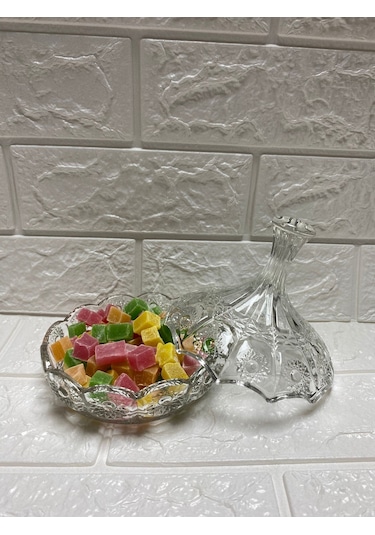 Bohemia Kapaklı Cam Şekerlik Lokumluk İkramlık Drajelik 230 Ml