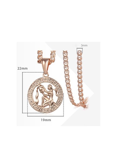 Saatcaddesi Pigado Astroloji Burçlar Kolye Rose Renk Özel Kutusunda Metal