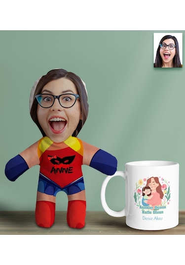 Bk Gift Kişiye Özel İsimli Anne Bebek Yastık Ve Kupa Bardak Hediye Seti-4, Anneye Hediye, Anneler Günü Hediyeleri Kobitmeyencom30637 Bk Gift