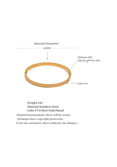 Gümüş Eetit 60mm Su Geçirmez 316l Paslanmaz Çelik Yuvarlak Pürüzsüz Bilezik Bileklik Kadın Minimalist 18 K Altın Renk Doku Charm Takı Gümüş