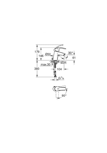 Grohe Eurosmart 23372002 Tek Kollu 1/2 S Boyut Lavabo Bataryası Krom