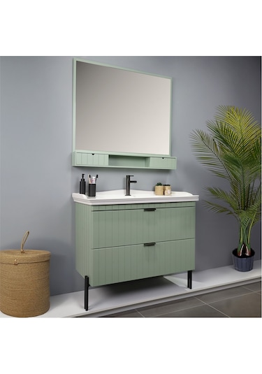 Kobos Noble 100 Cm Banyo Dolabı Seti Mint Yeşil