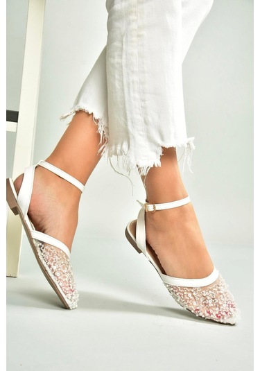 Fox Shoes U726544115 Beyaz File Kadın Babet Beyaz-file