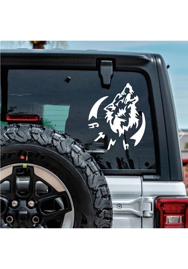 Kurt Ve Göktürkçe Türk Yazısı Gökbörü Sticker - Araba Oto Motosiklet Karavan Pickup Sticker 00758 30x26 Cm