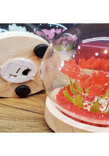 Led Işıklı Lale Cam Fanus Çok Renkli