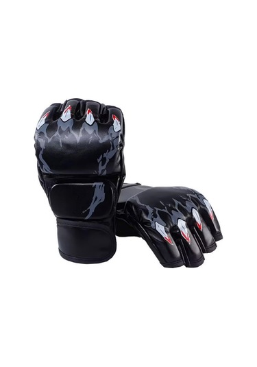 Moveevo Erkek Kadın Yarı Parmak Boks Eldiveni - Sert Lastik Malzeme, Eldiven Kolluk, Antrenman Savaş Sporu İçin Dayanıklı Ve Rakipsiz Tutuş Siyah