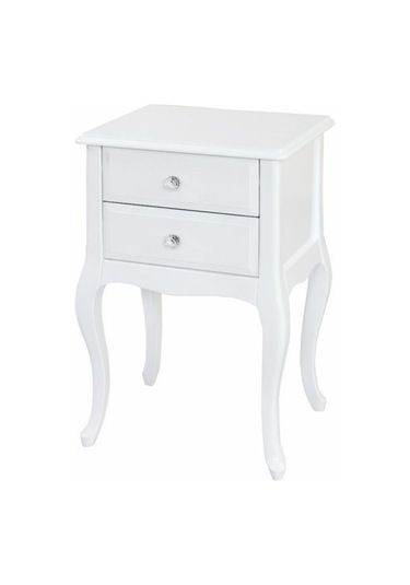 Roys Ahşap 2 Çekmeceli Masif Lake  Beyaz Komodin  Telefonluk