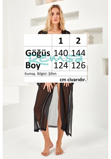 Lapieno Mayo Üzerine Tek Pareo Kimono 4829 Siyah Siyah