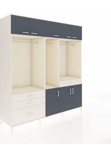 Kronos Dolap 8 Raflı 4 Çekmeceli 3 Askılı 220x59x243 Aytaşı-antrasit/aytaşı Antrasıt/aytası