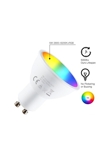 Singree "wifi Akıllı Gu10 Ampul: 16 Milyon Renk, Uzaktan Kontrol, Ses Komutu Ve Zamanlayıcı" Beyaz
