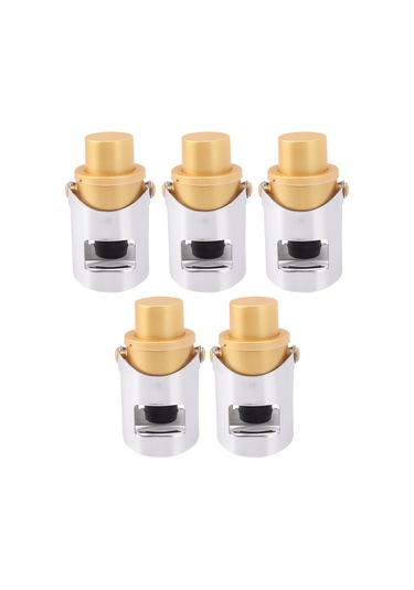 5'li Altın Şampanya Tıpası Paslanmaz Çelik Yeniden Kullanılabilir Şişe Tıpası Şampanya Koruyucu Diğer