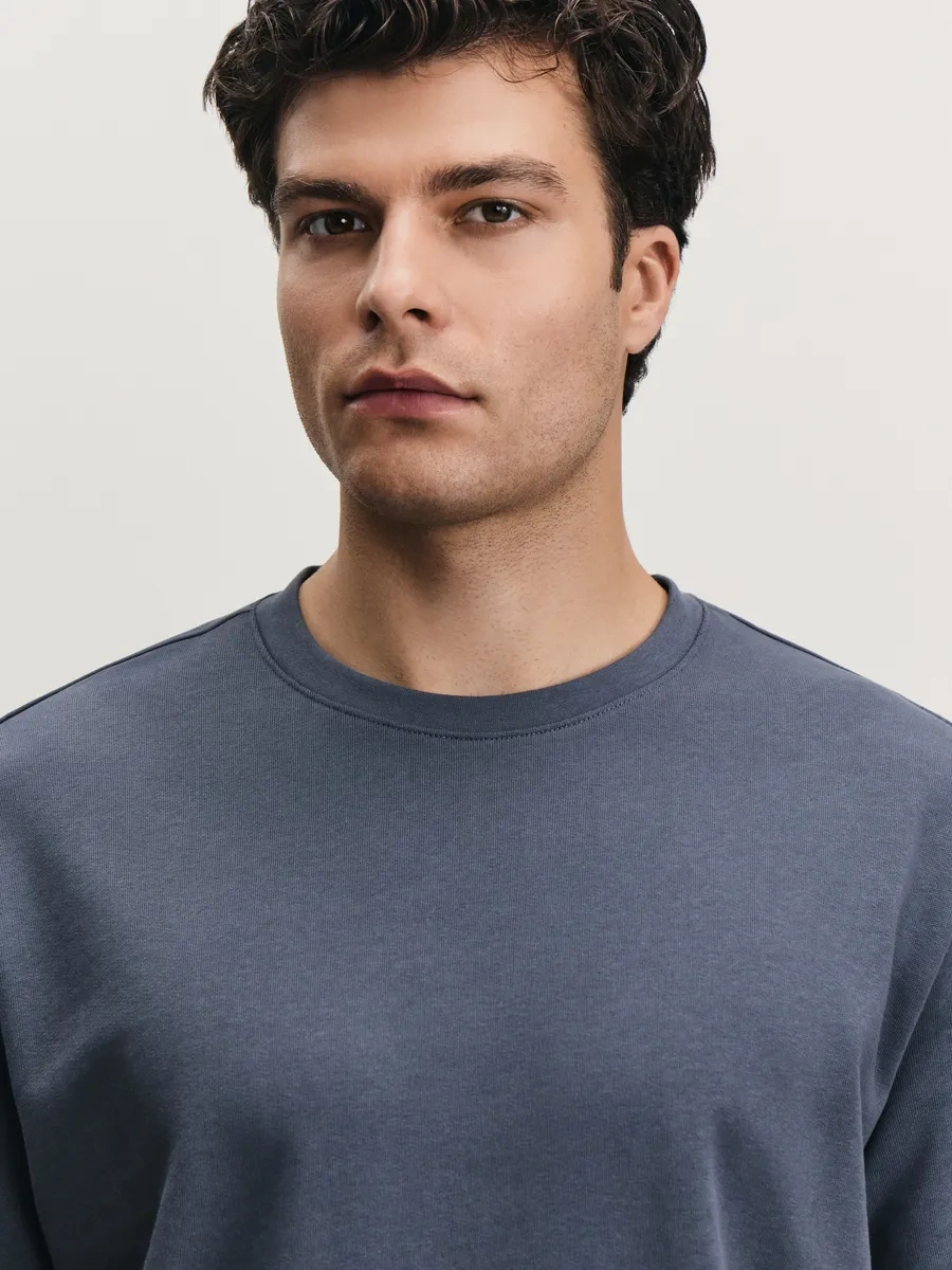 Zarına Oversize Koşu Tişörtü Pamuklu İşlenmemiş Kenarlı 436584158 Gri