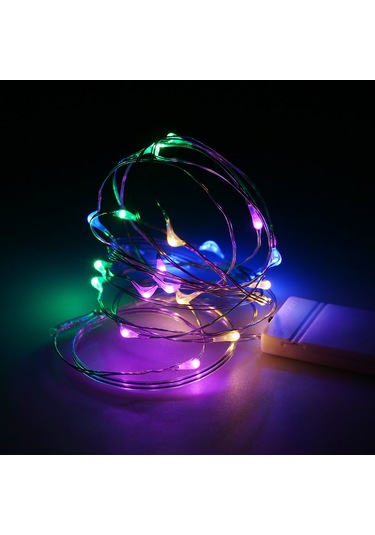 Geeksen 1 Metre Taşınabilir 10 Led'li Bakır Tel Işık Zinciri - Çok Renkli, Ip65 Su Geçirmez Pil Dahil Değil Çok Renkli