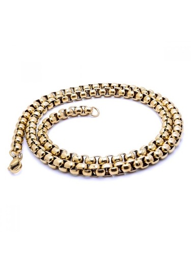 Erkek Arnavut Çelik Kolye 6mm 9180 Altın