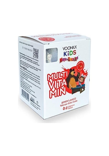 Voonka Kids Maşa ve Koca Ayı Multivitamin 62 Çiğneme Tableti