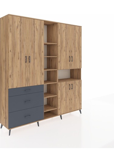 Hyperion Dolap 13 Raflı 3 Çekmeceli 6 Kapaklı 220x44x243 Çam-çam/antrasit Atlas Çam/antrasıt Hyperion Dolap 13 Raflı 3 Çekmeceli 6 Kapaklı 220x44x243 Çam-çam/antrasit Atlas Çam/antrasıt