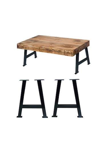 CVTdesign Metal Sehpa Ayakları Ahşap Masif Kütük Orta Sehpa Ayağı Ayak Seti
