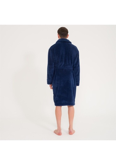 Erkek Welsoft Şal Yaka Polar Sabahlık-Lacivert