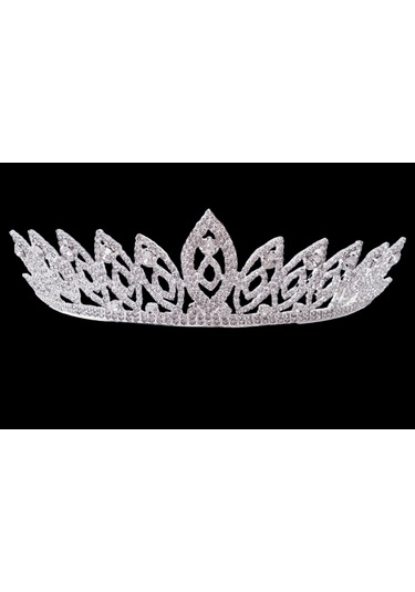 Badem Model Beyaz Kristal Taşlı Gelin Tacı