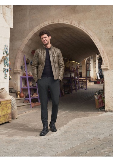 Kip Zeytin Yeşili Deri Mont Çok Renkli