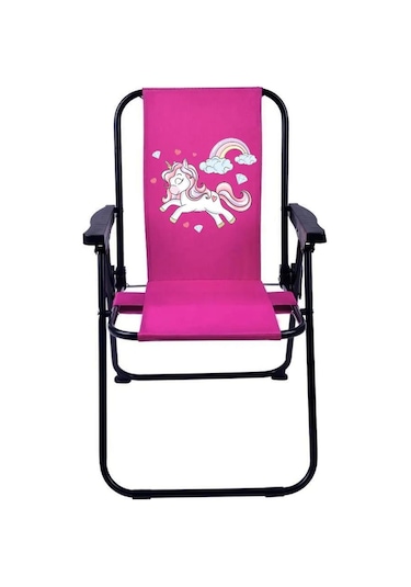 Exent Rainbow Unicorn 2-6 Yaş Lüx Çocuk Piknik Sandalyesi-mini Kamp Sandalyesi-pembe Çok Renkli