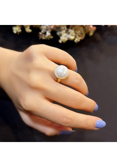 Stela Desgın İnci Gümüş Yüzük Sarı