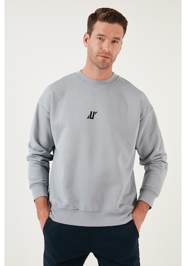 Buratti Regular Fit Bisiklet Yaka Pamuklu Içi Tüylü Yumuşak Şardonlu Erkek Sweat 5905405 Açık Gri