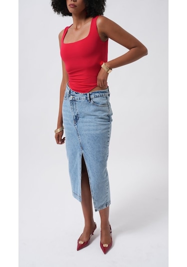 Etiler Collection Kare Yaka Kalın Askılı Bodysuit Kırmızı