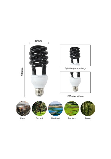 Qingmipy 110v 20w E27 Uçak Sokağı Işığı, 365nm Siyah Işıkla Haşere Çekici, Çiftlik/ Bahçe/ Hayvan Yetiştirme İçin Taşınabilir Pbt+cam Ampul