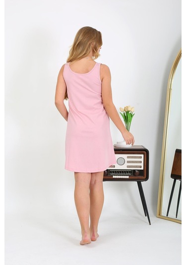 Akbeniz Kadın Kalın Askılı Penye Gecelik Pembe 1777 Pembe