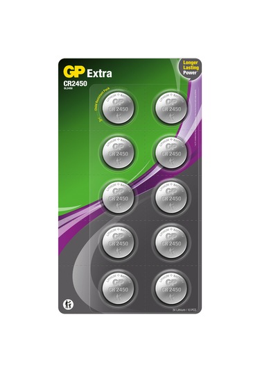Gp Batteries Extra Cr2450 Lityum Düğme Pil, 3 Volt, 10'lu Kart