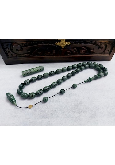 Ferdi Güven Usta Eseri Çizgili Fransız Galalit Tesbih 9.5x12.5