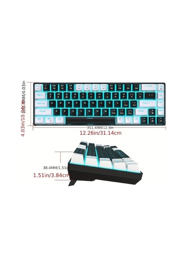 Fastbuy Hxsj Buz Mavisi Işıklı 68 Tuşlu Usb-c Mekanik Klavye